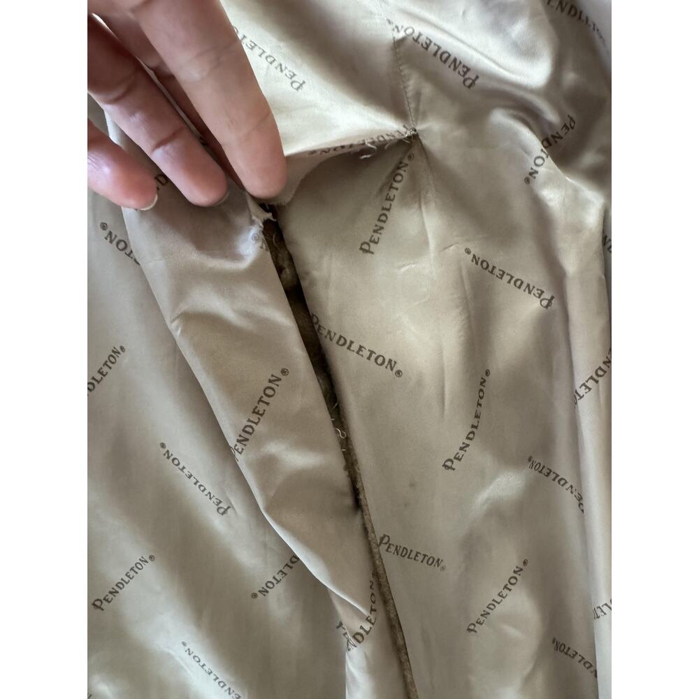 Pendleton Coat Womens L/XL Camel Brown Swing A-Line Brushed Wool Fuzzy Vintage - Picture 6 of 16